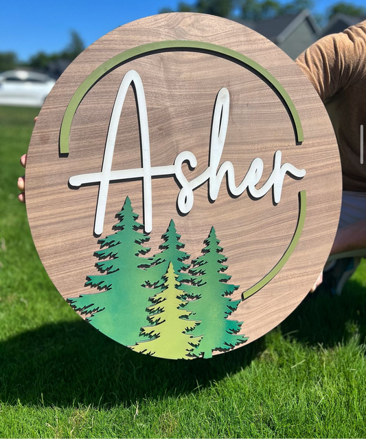 Circle Nursery Name Sign